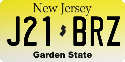 NJ license plate J21BRZ