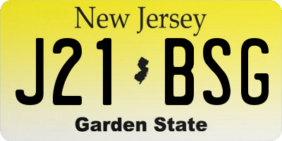 NJ license plate J21BSG