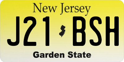 NJ license plate J21BSH