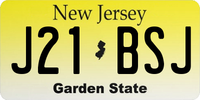 NJ license plate J21BSJ