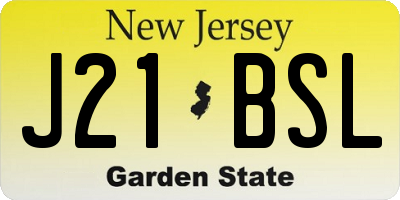 NJ license plate J21BSL
