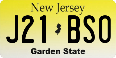 NJ license plate J21BSO