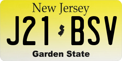 NJ license plate J21BSV