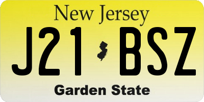 NJ license plate J21BSZ