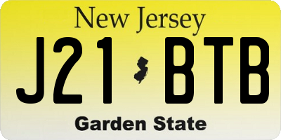 NJ license plate J21BTB