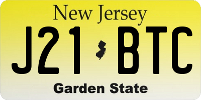 NJ license plate J21BTC