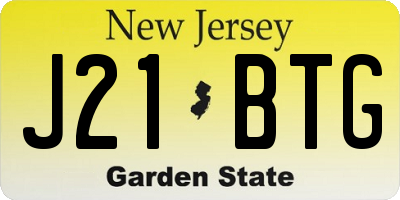 NJ license plate J21BTG