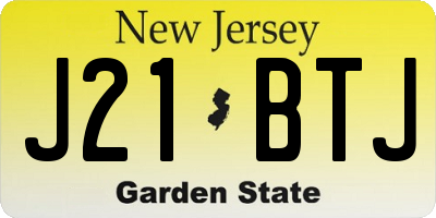 NJ license plate J21BTJ