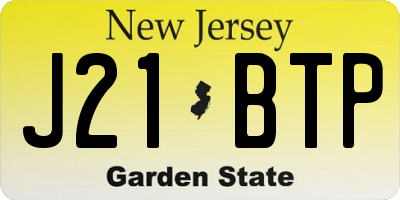 NJ license plate J21BTP