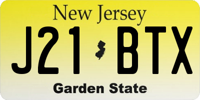 NJ license plate J21BTX