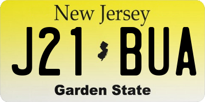 NJ license plate J21BUA