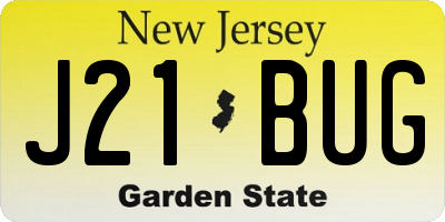 NJ license plate J21BUG