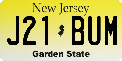 NJ license plate J21BUM