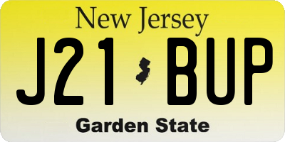 NJ license plate J21BUP