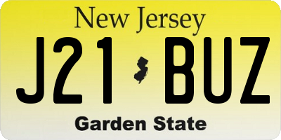 NJ license plate J21BUZ