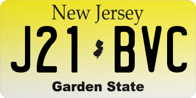 NJ license plate J21BVC