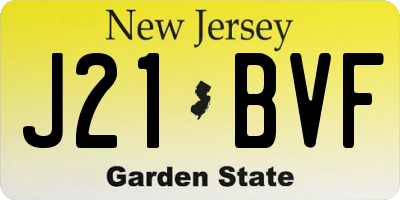 NJ license plate J21BVF