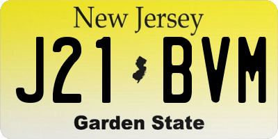 NJ license plate J21BVM