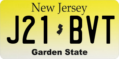 NJ license plate J21BVT