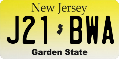 NJ license plate J21BWA
