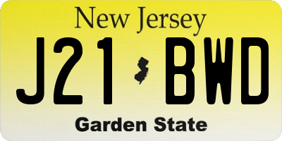 NJ license plate J21BWD