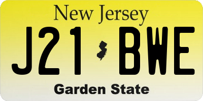 NJ license plate J21BWE