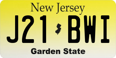 NJ license plate J21BWI