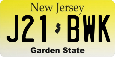 NJ license plate J21BWK