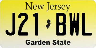 NJ license plate J21BWL