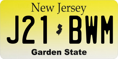 NJ license plate J21BWM