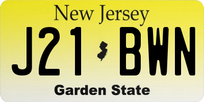 NJ license plate J21BWN