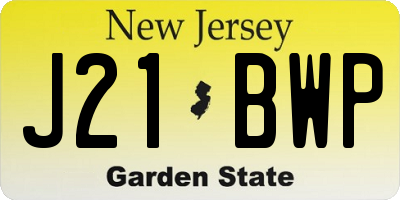 NJ license plate J21BWP