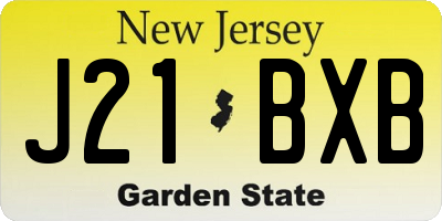 NJ license plate J21BXB