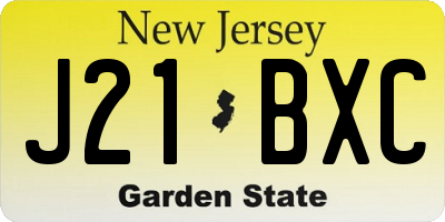 NJ license plate J21BXC