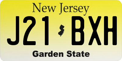 NJ license plate J21BXH