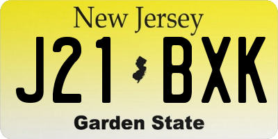 NJ license plate J21BXK