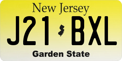 NJ license plate J21BXL