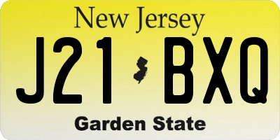 NJ license plate J21BXQ