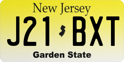NJ license plate J21BXT