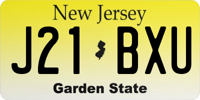 NJ license plate J21BXU
