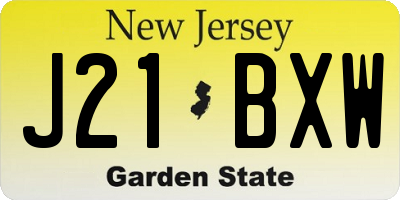 NJ license plate J21BXW
