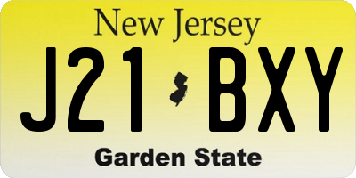 NJ license plate J21BXY