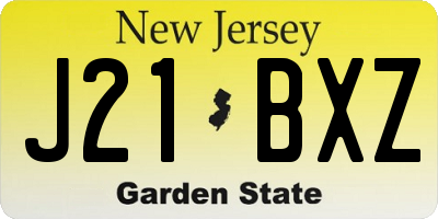 NJ license plate J21BXZ