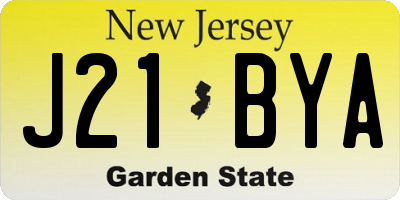 NJ license plate J21BYA