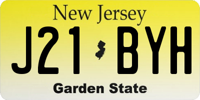NJ license plate J21BYH