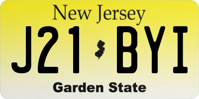 NJ license plate J21BYI