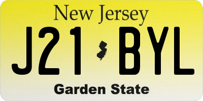 NJ license plate J21BYL