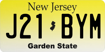 NJ license plate J21BYM