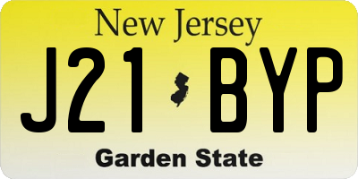 NJ license plate J21BYP