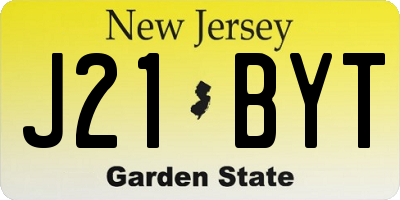 NJ license plate J21BYT